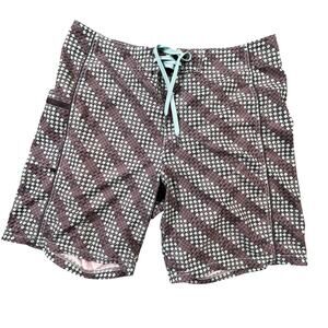 Nike 6.0 Full Court Board Shorts Mens 34 Blue Check Drawstring Swim Trunks Y2K